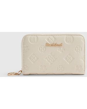 River Island Embossed Monogram Zip Around Purse - Natural