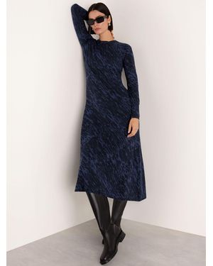 Whistles Abstract Marks Midi Knit Dress - Blue
