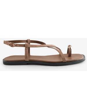 Threadbare Cross Strap Toe Loop Sandals - White