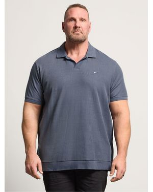 BadRhino Big & Tall Ribbed Trophy Neck Polo Shirt - Blue