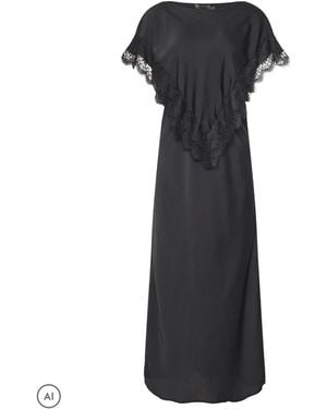 PixieGirl Petite Satin Lace Cape Maxi Dress - Black