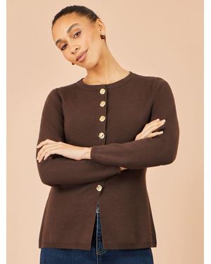 Yumi' Knitted Fitted Peplum Cardigan - Black