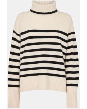 Whistles Gestreifter Rollkragenpullover Aus Wolle, Weißx-Small