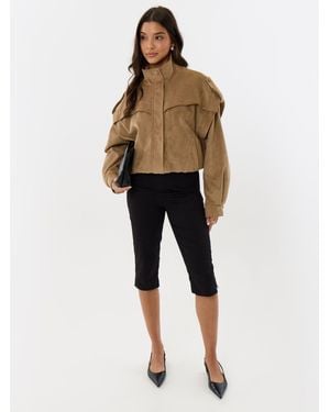 Threadbare Split Hem Capri Pants - Natural
