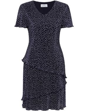 Gina Bacconi Nakita Spot Plisse Mini Dress - Blue