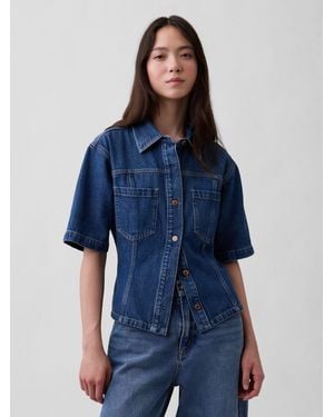 Gap Ultrasoft Denim-Hemd Mit Tasche - Blau