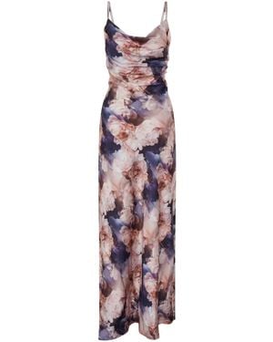 Gina Bacconi Sudie Floral Satin Maxi Dress - Purple