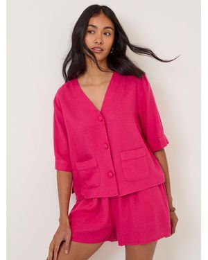 Nobody's Child Nobodys Child Bobbie Linen Blend Co-Ord Shirt - Pink