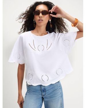 River Island Embroidered Flirty T-Shirt - White