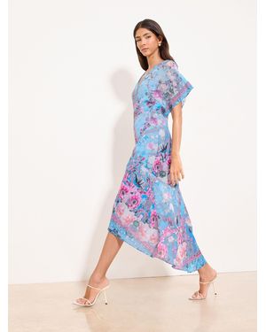 chinese dress ladies Mill Women's Strapless Maxi Dress With-Flowered Patte - Purple