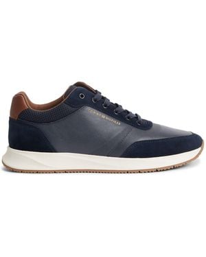 Tommy Hilfiger Suede Mixed Texture Sneakers - Blue
