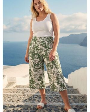 Roman Curve Floral Print Culottes - Blue