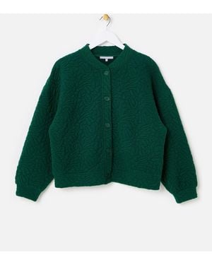 Oliver Bonas Quilted Sweatshirt Bomber Jacket - Green