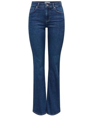 ONLY Blush Mid Waist Flared Leg Super Stretch Jeans With Back Pocket - Blue