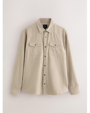 Next Ecru Cord Western Styling Long Sleeve Shirt - Gray