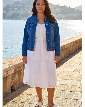 Roman Curve Classic Cotton Denim Jacket - Blue