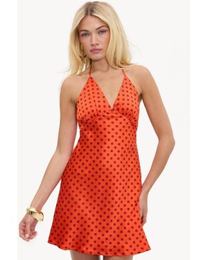 Loavies Everlasting Love Mini Dress With Dark Polka Dots - Red