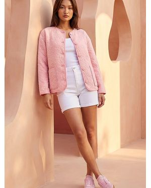 Roman Patterned Pocket Edge Jacket - Pink