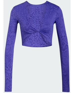 adidas Primelift Workout Snake Twist Reversible Long Sleeve T-Shirt - Blue