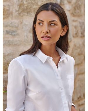 Pure Collection Cotton Relaxed Weekend Loose Fit Shirt - White