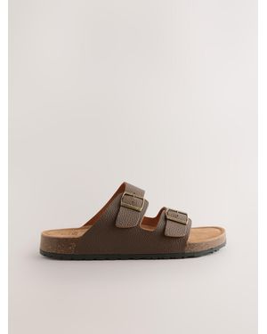Next Leather Two Buckle Sandals - Brown