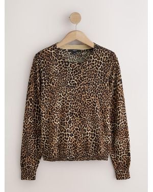 Next Animal Cotton Rich Soft Touch Long Sleeve Crew Neck Sweater - Brown