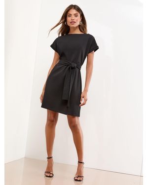 Lipsy Military Button Tie Belt Mini Shift Dress - Black