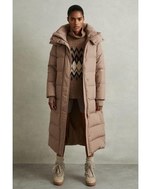 Reiss Dalby Longline Hooded Puffer Coat - Natur