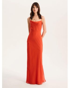 OMNES Koko Maxikleid Aus Chiffon Mit Spaghettiträgern Und Wasserfallausschnitt - Rot