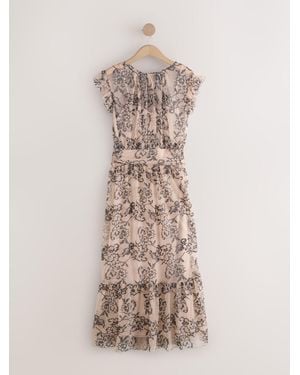 Next Lace Tiered Occasion Maxi Dress - Natural