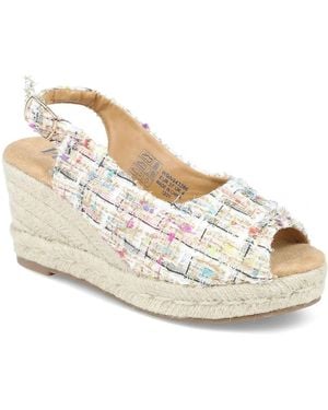 Pavers Peep Toe Wedged Slingback Espadrilles Sandals - Natural