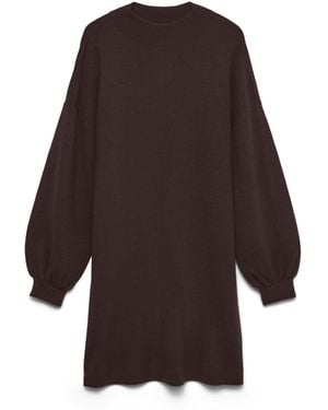 Vero Moda Puff Sleeve Sweater Dress - Brown