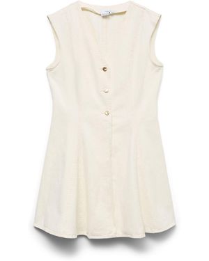 Vero Moda Sleeveless V-Neck Short Denim Dress - White