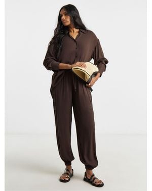 Simply Be Oversized Crinkle Shirt - Black