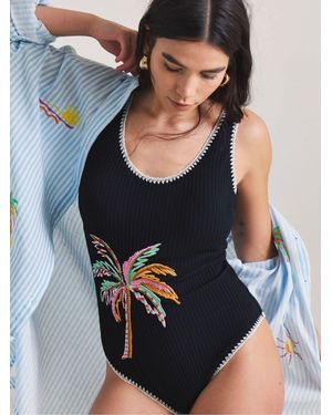 Simply Be Embroidered Swimsuit - Blue