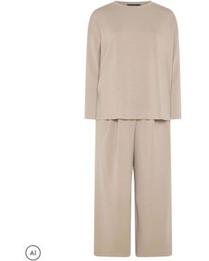 Evans Long Sleeve Top & Wide Leg Pants - Natural
