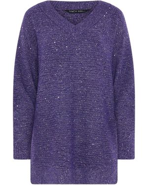 M Com V-Neck Sequin Tunic Jumper - Purple