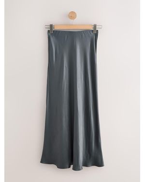 Next Satin Midi Skirt - Gray