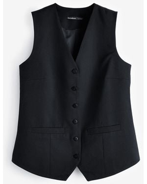 Threadbare Longline Fitted Tailored Waistcoat - Blue
