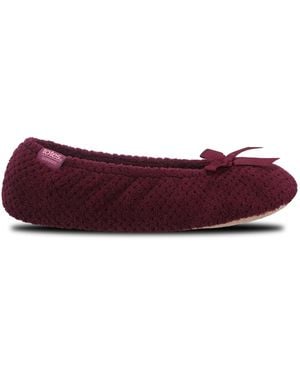 Totes Popcorn Terry Ballet Slippers With Cushioned Comfort - Purple