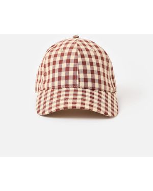 Oliver Bonas Oliver Bonas Gingham Cap Hat With Strawberry Motif - White
