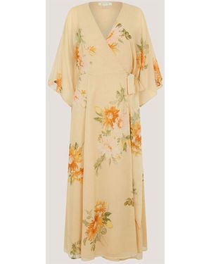 Monsoon Sukhi Sunflower Midi Wrap Dress - Metallic