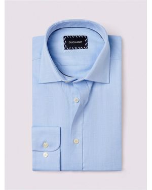 Duchamp Royal Herringbone 100% Cotton Shirt - Blue