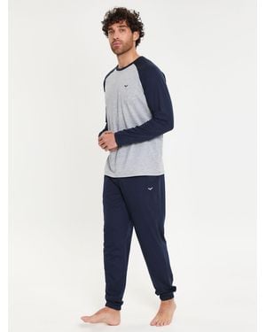 Threadbare Blend Long Sleeve Pyjamas Set - Blue