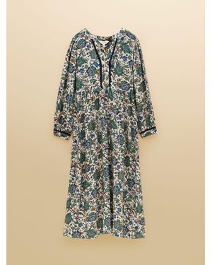 Joules Bethany Lace Trim Midi Dress - Blue