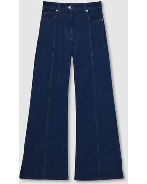 Reiss June - Blue Flared Seam-detail Jeans, 30 P