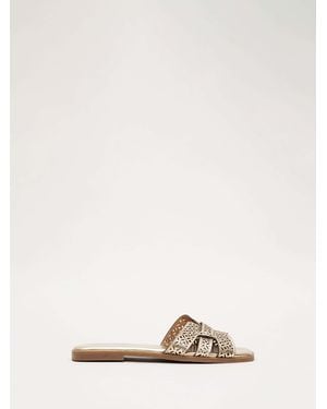 Phase Eight Phase Eight Leather Cut Out Flat Sandals - Natural