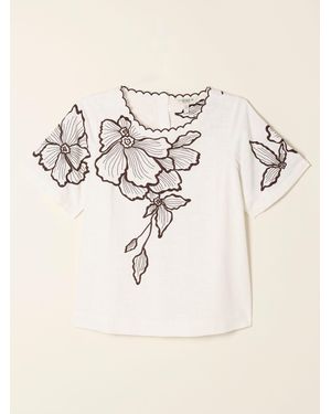 FatFace Fatface Hazel Petite Embroidered Blouse - Natural