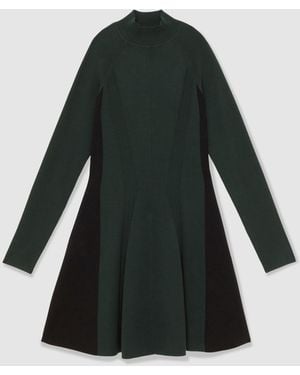 Reiss Zadie Knitted Contrast-Panel Skater Dress - Black