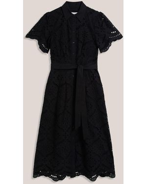 Hobbs Petite Willa Broderie Dress - Black